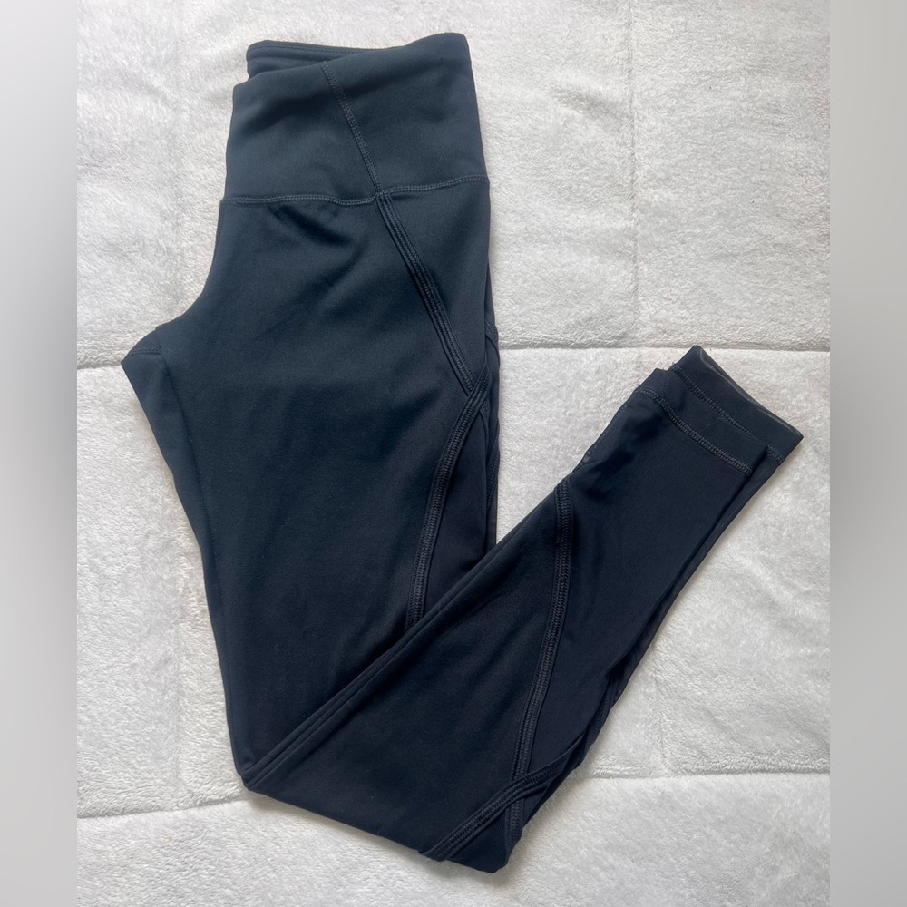 Navy leggings sheer side panels